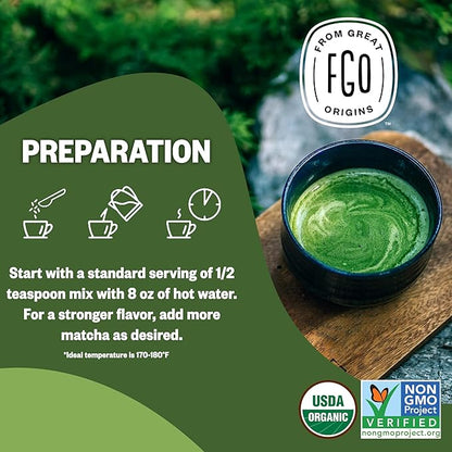 FGO Organic Matcha Green Tea Powder, Japanese Culinary Grade for Cooking, Baking, or Smoothies, 16oz Bulk Resealable Bag, Packaging May Vary (Pack of 1)