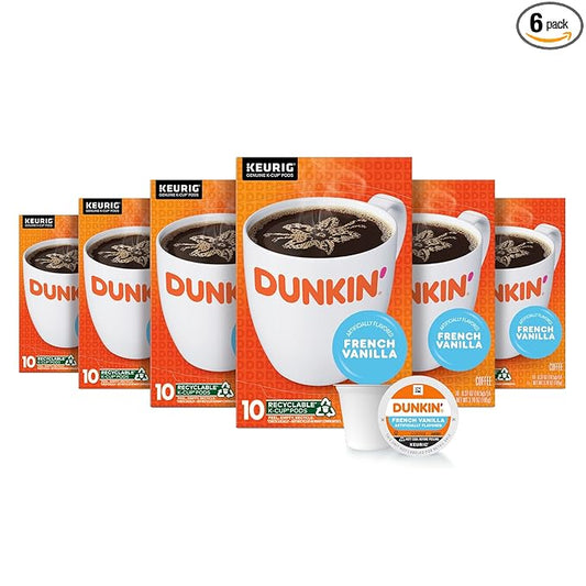 Dunkin' French Vanilla Flavored Coffee, 60 Keurig K-Cup Pods