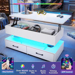 Load image into Gallery viewer, SEDETA 40" Lift Top Coffee Table, Coffee Tables with Storage for Living Room, Small Coffee Table with 2 Drawers &amp; LED Light for Dining Reception Room, White