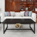 Load image into Gallery viewer, Black Coffee Table Rectangular Center Table for Living Room Open Space Side Table with Metal Frame, Easy Assembly,Wood Coffee Table