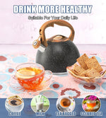 Load image into Gallery viewer, Whistling Tea Kettle Stovetop, Tea Pots for Stove Top Food Grade Stainless Steel with Wood Pattern Handle, 3.2Quart (Black)