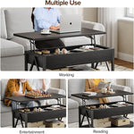 Load image into Gallery viewer, Lift Top Coffee Table,Lift Coffee Tables with Storage Shelf and Large Hidden Compartment for Living Room,Lifting top Coffee Table for Small Space,Black