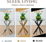 Load image into Gallery viewer, Modern Glass End Table, Small Round Side Table for Couch, Sofa Table with Clear Tempered Glass Top for Living Room, Bedroom, Bedside, 19.7" Wx21.7 H Gold