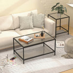 Load image into Gallery viewer, Nesting Coffee Table,Small Glass Coffee Table Set of 2,Black Modern Square Sofa Side Tea Table for Living Room,Bedroom and Small Spaces,2 Tier Tempered Glass with Sturdy Metal Frame, Easy Assembly