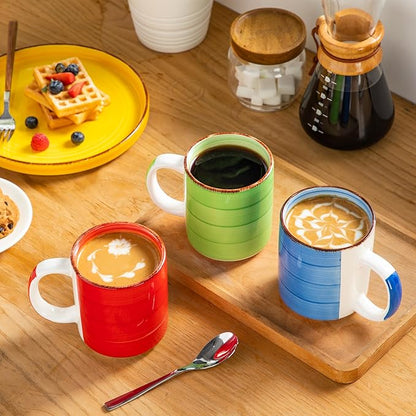 vancasso BONITA Set of 6 Stoneware Tea Coffee Cups 480 ml, Mug Set Multi-Coloured