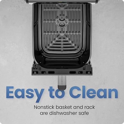 Chefman Air Fryer TurboFry 7-Qt, 6-in-1 High-Powered 450°F Cooking for Crispier Results, Compact Space-Saving Design, Air Fry, Bake, Broil, Reheat, Dehydrate, Defrost, Fast & Even Cooking – Black