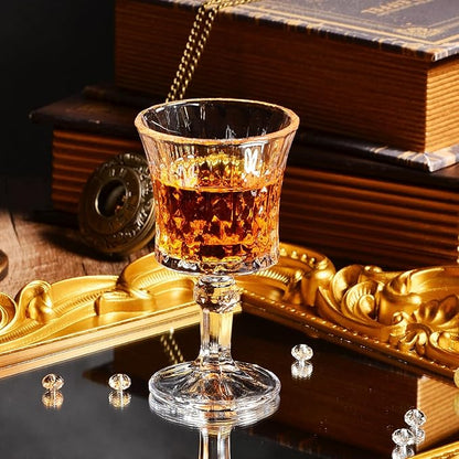 Shot Glasses, 2oz Mini Wine Glasses Set of 6, Fancy Shot Glasses/Great for White and Red Wine/Wine Glass Clear/Tasting Glasses/Cute/Etching Patterns