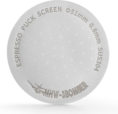MHW-3BOMBER 51mm Puck Screen Metal Espresso Puck Screen Reusable Coffee Filter for 51mm Portafilter Basket 0.8mm Thickness FG5580S-OS