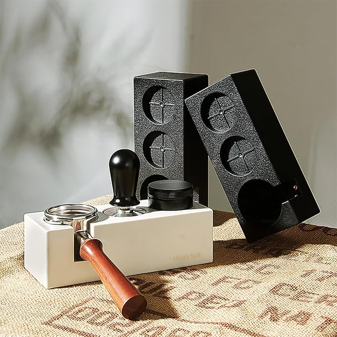Espresso Tamping Station, ABS Plastic Black Portafilter Holder Espresso Coffee Equipment for Bar Home Office,Fit for 51mm 53mm(Accessories not Included)