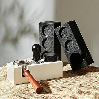 Espresso Tamping Station, ABS Plastic Black Portafilter Holder Espresso Coffee Equipment for Bar Home Office,Fit for 51mm 53mm(Accessories not Included)