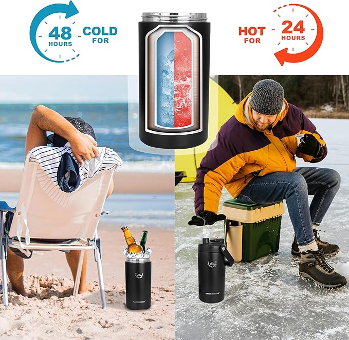 NATURE PIONEOR Insulated Water Bottles with Strap - 64 oz Stainless Steel Vacuum Wide Mouth Bottle with Holder/Carrier/Sleeve - 18/8 Food Grade 64oz Half Gallon Water Jug