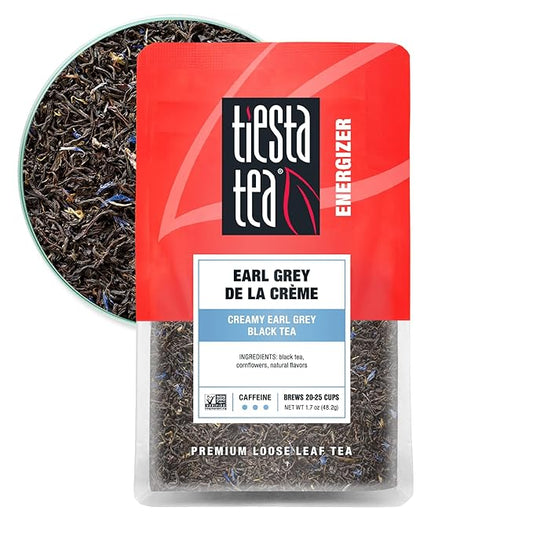 Tiesta Tea - Earl Grey de la Crème, Premium Loose Leaf Tea Blends, Caffeinated Black, Make Hot or Iced & Brews Up to 25 Cups - 1.7 Ounce Resealable Pouch