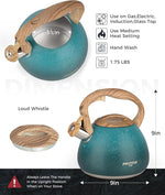 Load image into Gallery viewer, POLIVIAR Tea Kettle, 2.7 Quart Stovetop Tea Kettle, Audible Whistling Teapot with Crackle Finish, Food Grade Stainless Steel for Anti-Rust, Anti Hot Handle, Suitable for All Heat Sources (JX2023-LYD)