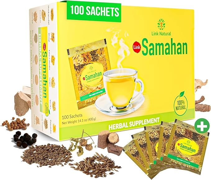 SAMAHAN Ayurvedic Herbal Tea Packets - Sri Lankan Ceylon Blend with 14 Natural Herbs Including Ginger, Black Pepper & More, Herbal Tea Bags for Wellness, Relaxation & Daily Comfort - 100 Count