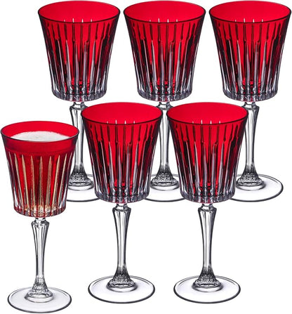 Barski European Colored Wine Glasses - Set of 6 Wine Goblets for Red Wine or White Wine - Elegant Colored Glassware Water Goblets - Gift Ready Colored Stemware, Colorful Wine Glasses, 10 oz, Ruby