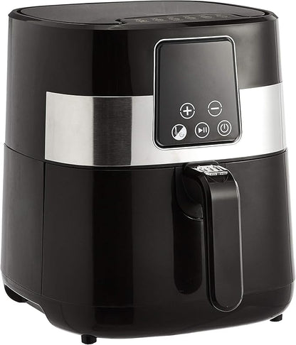 Amazon Basics 3.2 Quart 6-In-1 Air Fryer (Fry, Crisp, Roast, Bake, Reheat, Dehydrate), Non-Stick, with Timer, Auto Shut-Off, Digital Touch Screen, 180-400°F, 1400W, Black/Silver
