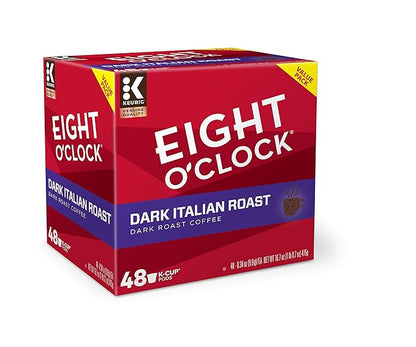 Eight O'Clock Coffee Dark Italian Roast, Single-Serve Keurig K-Cup Pods, Dark Roast Coffee, 48 Count