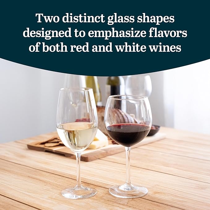 Libbey Vineyard Reserve Wine Glass Set of 8, Clear Wine Glasses for Red and White Wine, Great for Merlot, Bordeaux, Chardonnay, Gifts, Holiday, Birthday Party