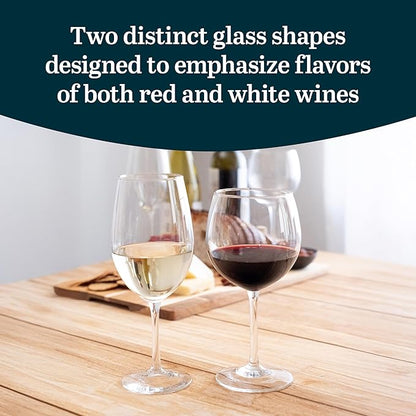 Libbey Vineyard Reserve Wine Glass Set of 8, Clear Wine Glasses for Red and White Wine, Great for Merlot, Bordeaux, Chardonnay, Gifts, Holiday, Birthday Party