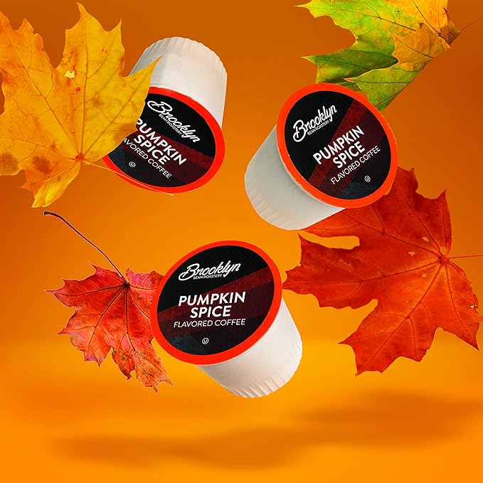 Brooklyn Beans Roastery Coffee Pods, Fall Flavored Pumpkin Spice - Compatible with Keurig K Cup Brewers Including 2.0 Machines, 40 Count