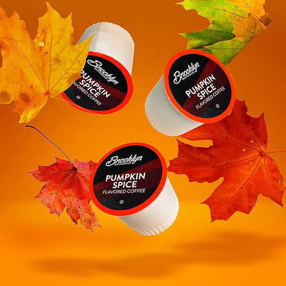 Brooklyn Beans Roastery Coffee Pods, Fall Flavored Pumpkin Spice - Compatible with Keurig K Cup Brewers Including 2.0 Machines, 40 Count