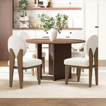 Load image into Gallery viewer, Mid-Century Modern Walnut Dining Chairs Set of 4, Vintage White Wooden Kitchen Chairs, Retro Upholstered Linen Cushioned Seat with Curved Backrest, Armless Accent Side Chair for Bedroom