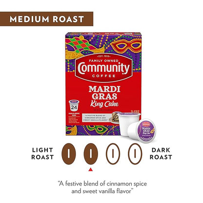 Community Coffee Mardi Gras King Cake Flavored 36 Count Coffee Pods, Medium Roast, Compatible with Keurig 2.0 K-cup Brewers, 12 Count (Pack of 3)