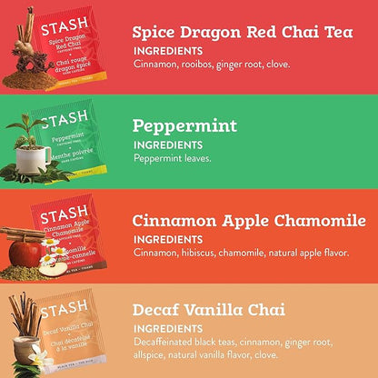 Stash Tea Relax and Unwind Tea Sampler - Assorted Specialty Tea Gift Set, Calming Herbal Teas to Support Relaxation, 7 Flavors, 35 Tea Bags