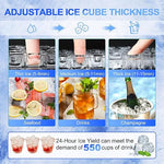 Load image into Gallery viewer, Commercial Ice Maker Machine 350Lbs/24H, 126pcs Ice Cubes Under Counter Ice Machine with Water Line and Filter, Freestanding Ice Maker Machine with 150Lbs Storage ice Bin for Home/Shop/Office/Bar