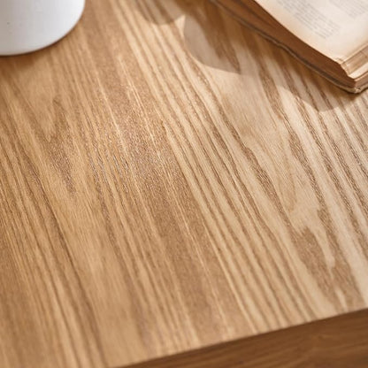 36.61" Modern Drum Coffee Table with Hidden Storage, Farmhouse Coffee Table, Retro Round Coffee Table for Living Room, Office, Nature