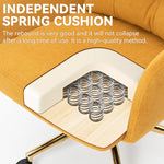 Load image into Gallery viewer, Flannel Office Chair, Comfy Home Office Desk Chairs with Lumbar Support, Modern Velvet Desk Chair Gold Legs Small Swivel Task Chair for Home Office, Bedroom, Study (Yellow, L)