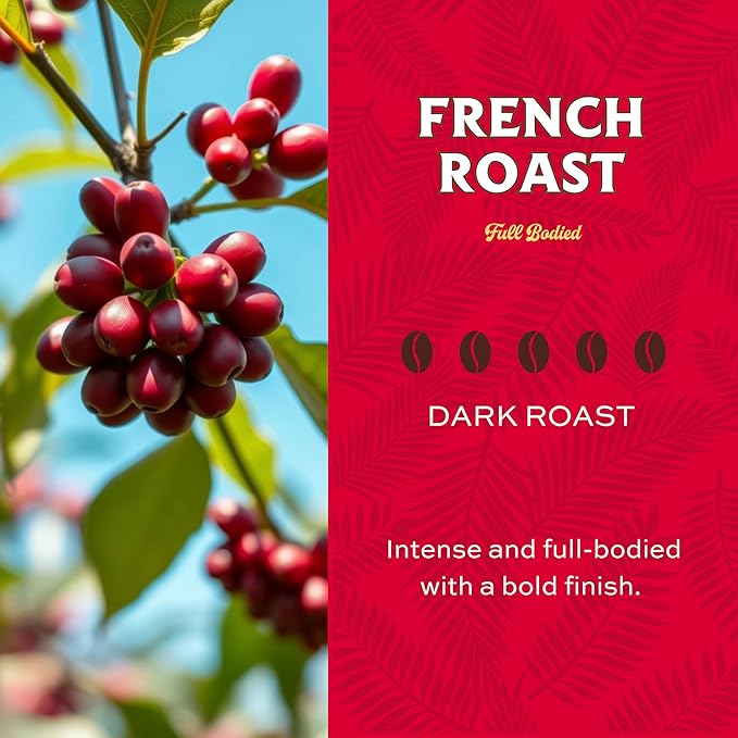 Lion Coffee French Roast Coffee Pods - Single-Serve Pods - Bold Dark Roast - Arabica Coffee - Compatible with Single-Serve Brewing Systems - 12 Count Box