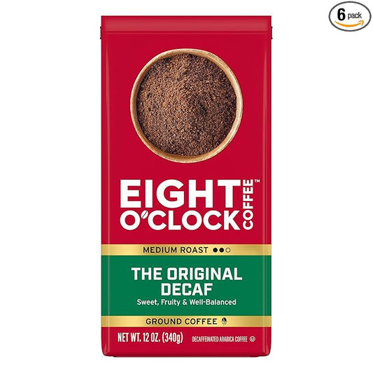 Eight O'Clock Coffee The Original Decaf Ground Coffee, Medium Roast, 12 Ounce (Pack of 6) - Sweet, Fruity, Well Balanced