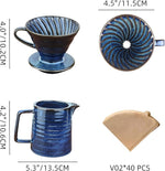 Load image into Gallery viewer, Pour Over Coffee Maker,Ceramic Coffee Maker With 40 pcs V60 Paper Filter，15oz/450ml Pour Over Coffee Dripper (Starry Blue, V02)
