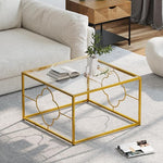 Load image into Gallery viewer, Coffee Table Modern Center Table,Glass Minimalist Square Coffee Table Tea Table for Living Room,Tempered Glass-top with Sturdy Metal Frame, Easy Assembly,26.4 x 26.4 x 15.7 Inches, Gold