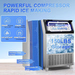 Load image into Gallery viewer, Commercial Ice Maker Machine 350Lbs/24H, 126pcs Ice Cubes Under Counter Ice Machine with Water Line and Filter, Freestanding Ice Maker Machine with 150Lbs Storage ice Bin for Home/Shop/Office/Bar