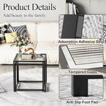 Load image into Gallery viewer, VILAWLENCE Coffee Table Set of 2, Modern Black Patterned Glass Side Table, Metal Frame Square End Table, Center Tables Nesting Coffee Table for Living Room,Bedroom and Small Spaces