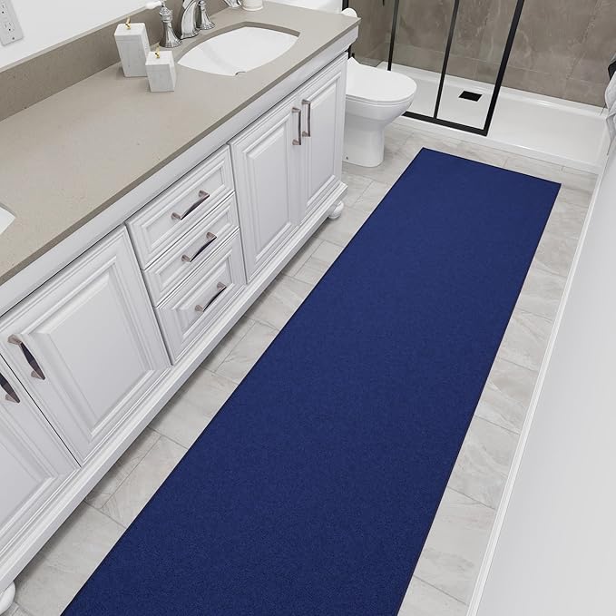 Ottomanson Hallway Runner Rug 2'7" x 9'10" Non Slip Solid Area Rugs Easy to Clean Laundry Rug Runner Durable & Pet Friendly Floor Carpet Runners for Hallways Entryway Living Room Kitchen, Navy