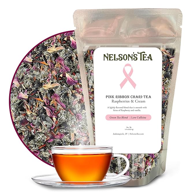 Nelson's Tea Raspberry & Cream - Cut & Sifted Loose Leaf Tea with Rooibos Green Tea, Dried Red Raspberry Leaf, Marigold, Hibiscus, Rose Petals, and Safflower (1.6 oz)