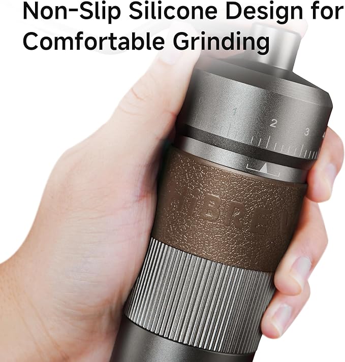 HiBREW G4B Manual Coffee Grinder with External Adjustable Dial - Aluminum Conical Burr Mill, Numerical Settings & Travel Case, Coarse to Fine Grind for Espresso Pour Over Moka Pots. 22g Capacity