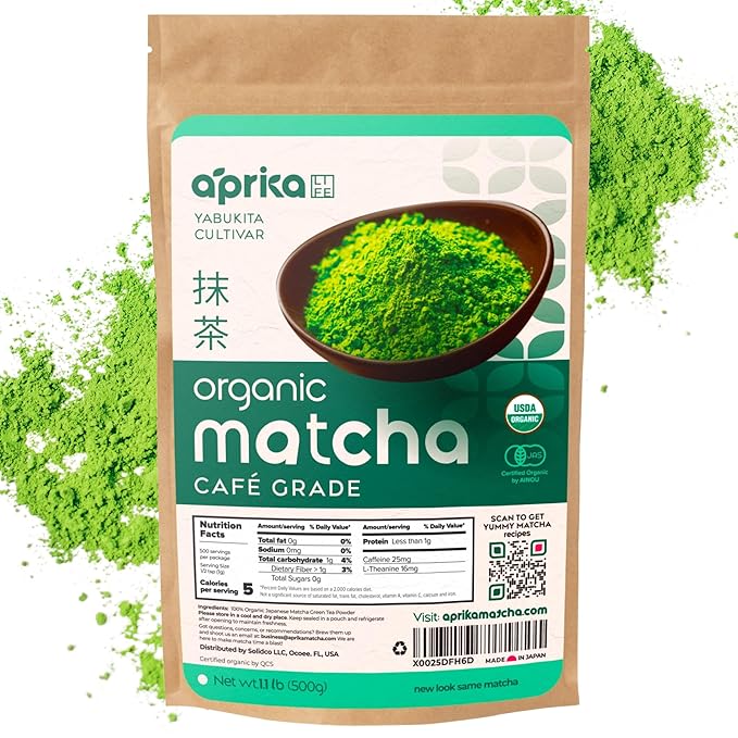 Matcha Powder from Japan, Organic Green Tea, No Sugar Added Tea Powder for Matcha Latte, Japanese Green Tea - Barista Grade Te Macha Organic - 1.1 lb/ 500g - by AprikaLife