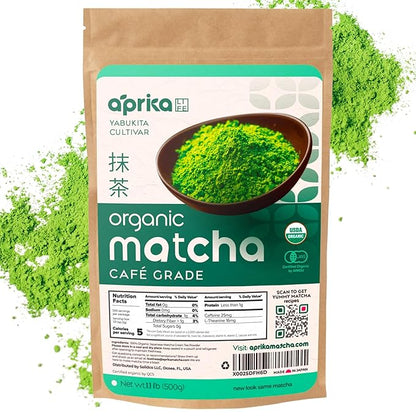 Matcha Powder from Japan, Organic Green Tea, No Sugar Added Tea Powder for Matcha Latte, Japanese Green Tea - Barista Grade Te Macha Organic - 1.1 lb/ 500g - by AprikaLife