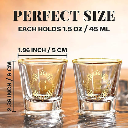Personalized Shot Glass Set, Custom Gifts for Tequila, Vodka, or Whiskey Lovers, Birthday, Christmas Gifts for Him, Her, 2 Pack, with Initial G