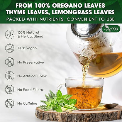TOG999, Premium Oregano Herbal Tea with Jasmine-Like Notes – 60 Tea Bags | Blend of Oregano, Thyme & Lemongrass | Caffeine-Free, Natural Flavor, Premium Quality Herbal Infusion
