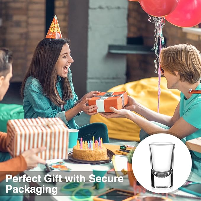 Ruckae 24 Pack 1 OZ Shot Glasses Set Shot Glass with Heavy Base Clear Shot Glasses Bulk for Vodka Tequila Whiskey Liquor