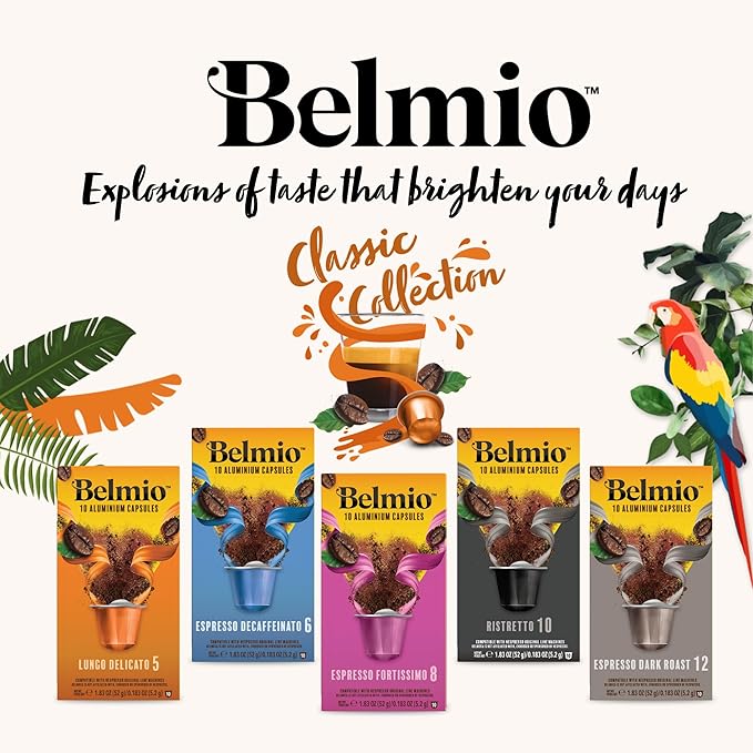 Belmio Decaffeinato Espresso Coffee Pods – Medium Roast – Smooth & Aromatic - Nespresso Original Line Compatible – 10 Count (Pack of 10)