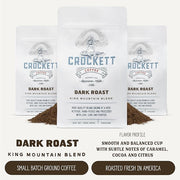 Crockett Dark Roast Ground Coffee – Bold Dark Roast Ground Coffee with Full-Bodied Flavor, Smooth Finish & No Bitterness – Perfect for Rich, Gritty Brewing Without the Burn