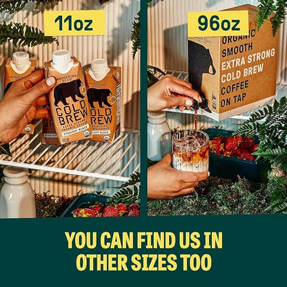 Wandering Bear Espresso Roast Organic Cold Brew Coffee, 32 fl oz, 3 pack - Extra Strong, Bold, Smooth, Unsweetened, Shelf-Stable, Ready to Drink, 100% Organic, Iced Cold Brewed Coffee Drinks