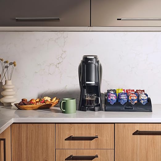 Flavia Aroma Brewer Bundle with 84 Freshpacks and 1 Merchandiser - Coffee Machine, Makes Coffee, Lattes, Tea, and other Hot or Iced Beverages with Single-Serve Freshpacks, Multiple Brew Sizes, Black