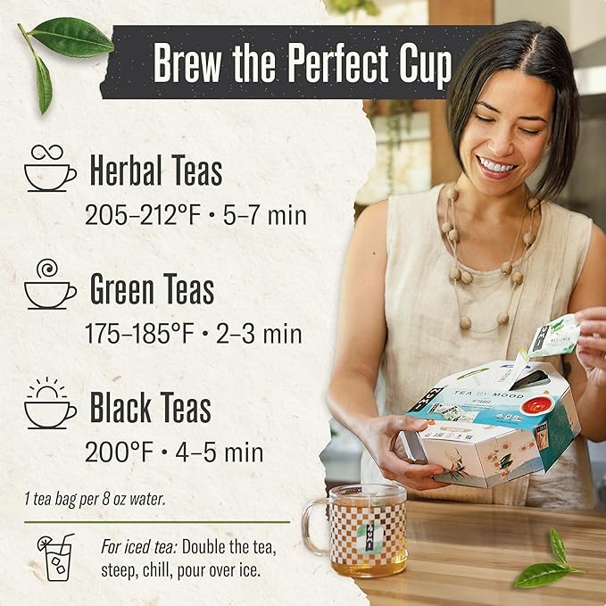 Numi Organic Tea By Mood Gift Set, 40 Tea Bag Assortment, Premium | Organic Black | Pu-erh | Green | Maté | Rooibos & Herbal Teas